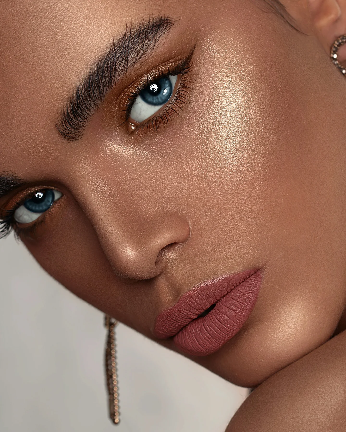 Close-up editorial complexion makeup